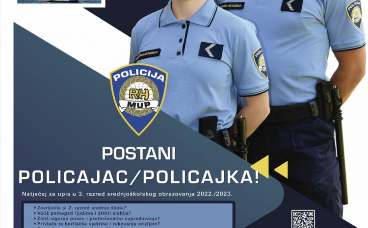  Obavijest o upisu učenika u 3. razred Policijske škole „Josip Jović“
